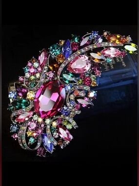Multicolor Crystal Statement Brooch - Women Jewelry